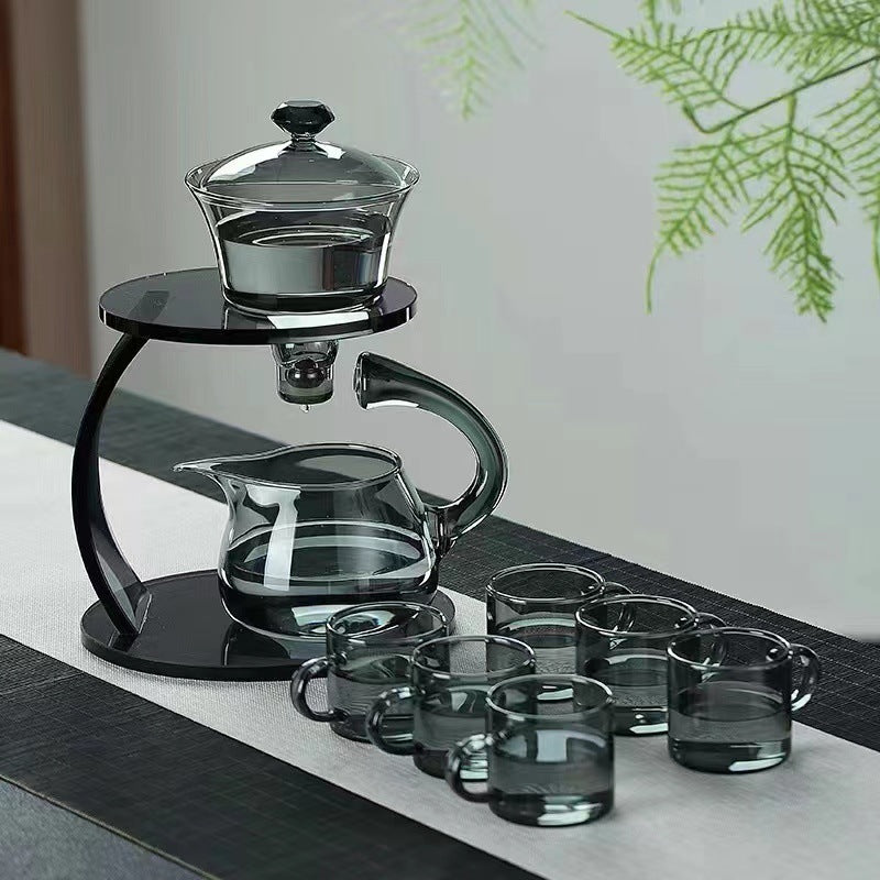 Glass automatic tea set, household lazy person tea making tool, magnetic induction tea pot, tea maker, kung fu tea cup