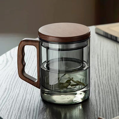 Tea Brewing Cup Set for Home and Office, Tea Drinking Cup, Hot Water Cup, Tea Separation Filter Cup, Cold Water Glass Cup - Three-piece Set