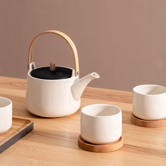 Japanese style beam lifting pot ceramic tea set one pot two cups household gift box flower teapot set