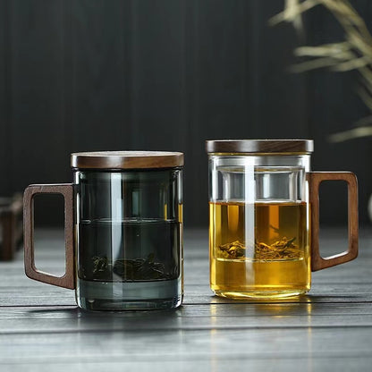 Tea Brewing Cup Set for Home and Office, Tea Drinking Cup, Hot Water Cup, Tea Separation Filter Cup, Cold Water Glass Cup - Three-piece Set