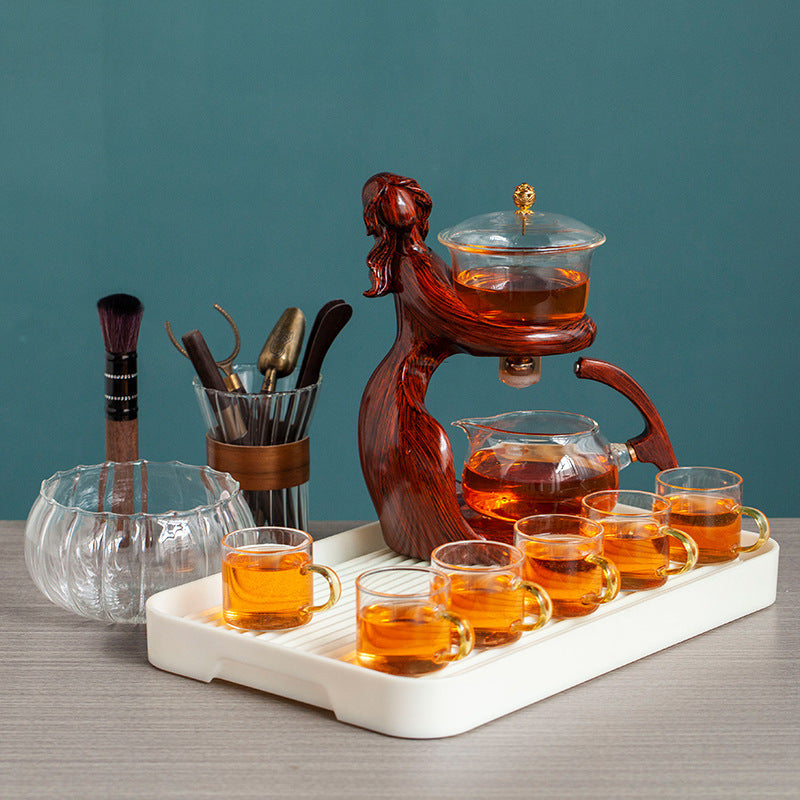 Creative Lady's Magnetic Induction Automatic Tea Set, Lazy Man's Full Automatic Tea Set Kit