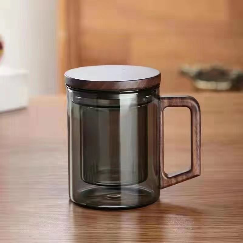 Tea Brewing Cup Set for Home and Office, Tea Drinking Cup, Hot Water Cup, Tea Separation Filter Cup, Cold Water Glass Cup - Three-piece Set