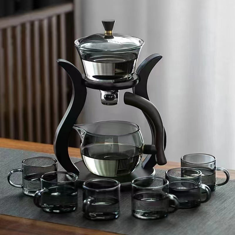 Glass automatic tea set, household lazy person tea making tool, magnetic induction tea pot, tea maker, kung fu tea cup