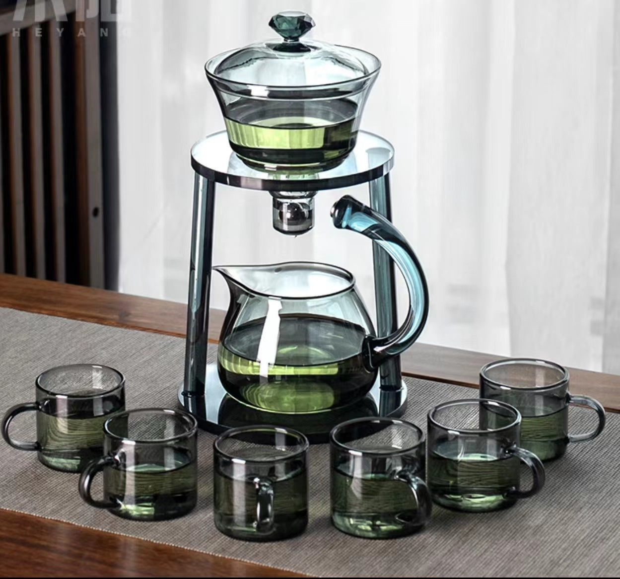 Glass automatic tea set, household lazy person tea making tool, magnetic induction tea pot, tea maker, kung fu tea cup